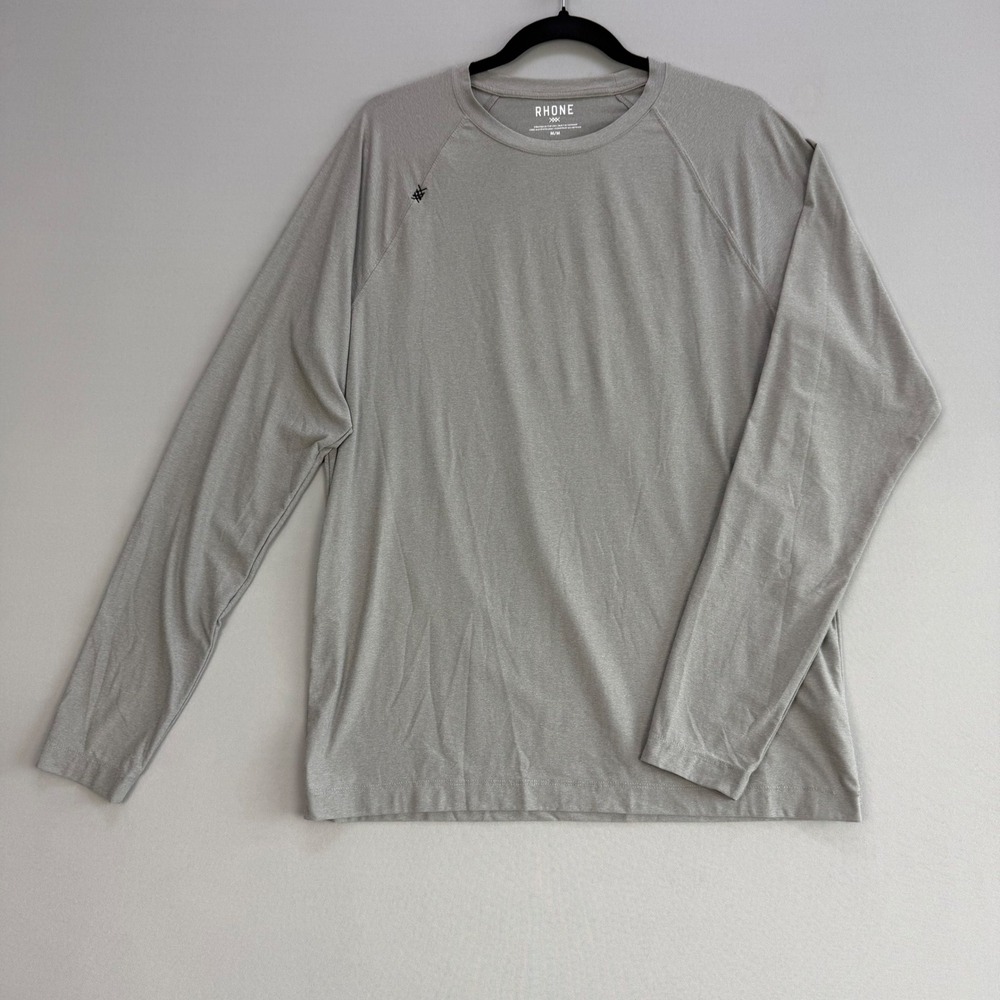 Rhone Reign Long Sleeve Shirt Gray Training Activewear Lightweight Running Sz M